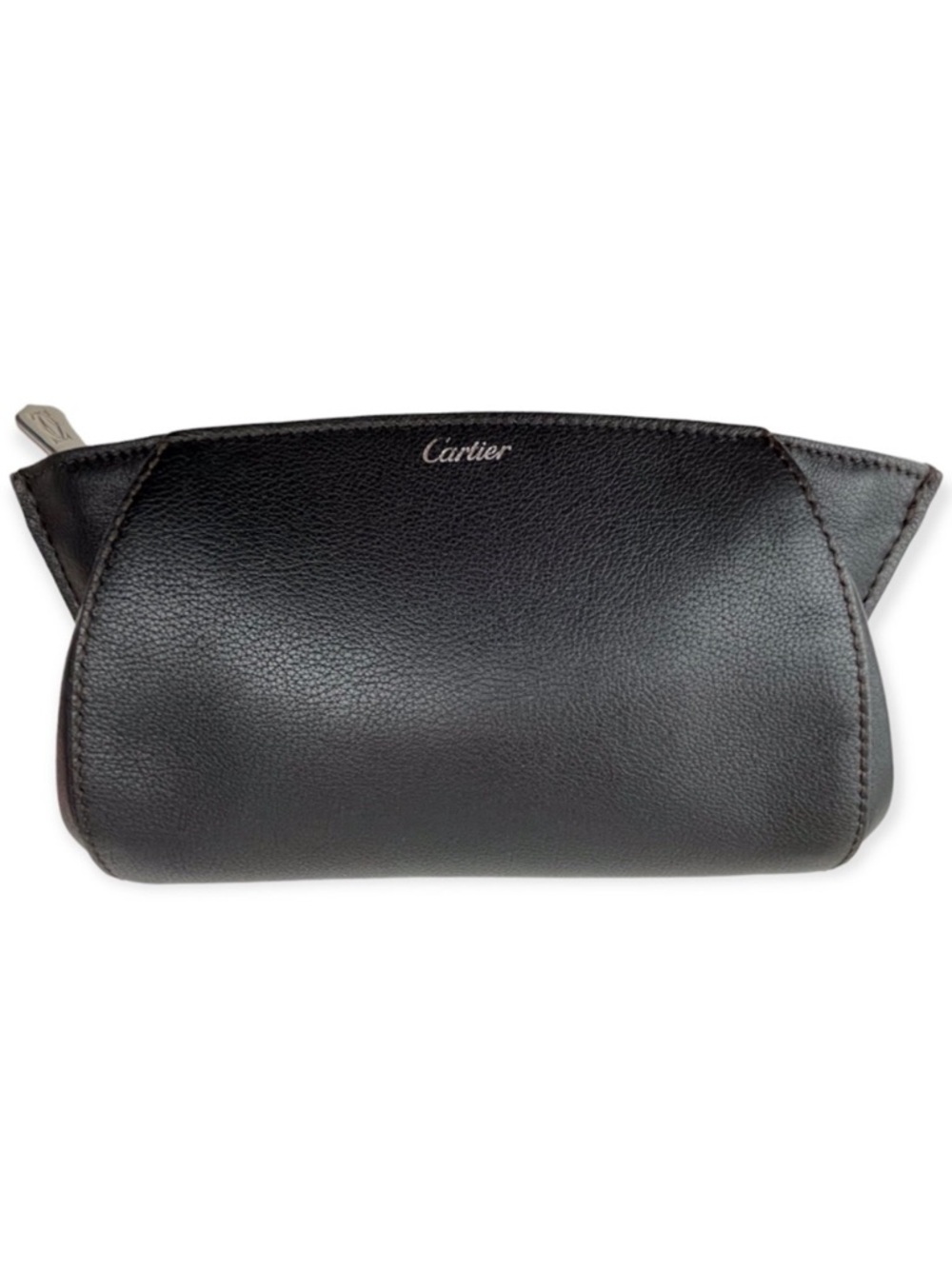 CARTIER Clutch Onyx Taurillon Leather C De Cartier Bag Palladium Hardware EUC